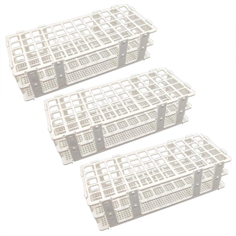 

3 шт., пластиковые держатели для пробирок, 60 отверстий, для 16 мм пробирок, белые, съемные держатели для лабораторных пробирок (60 отверстий)