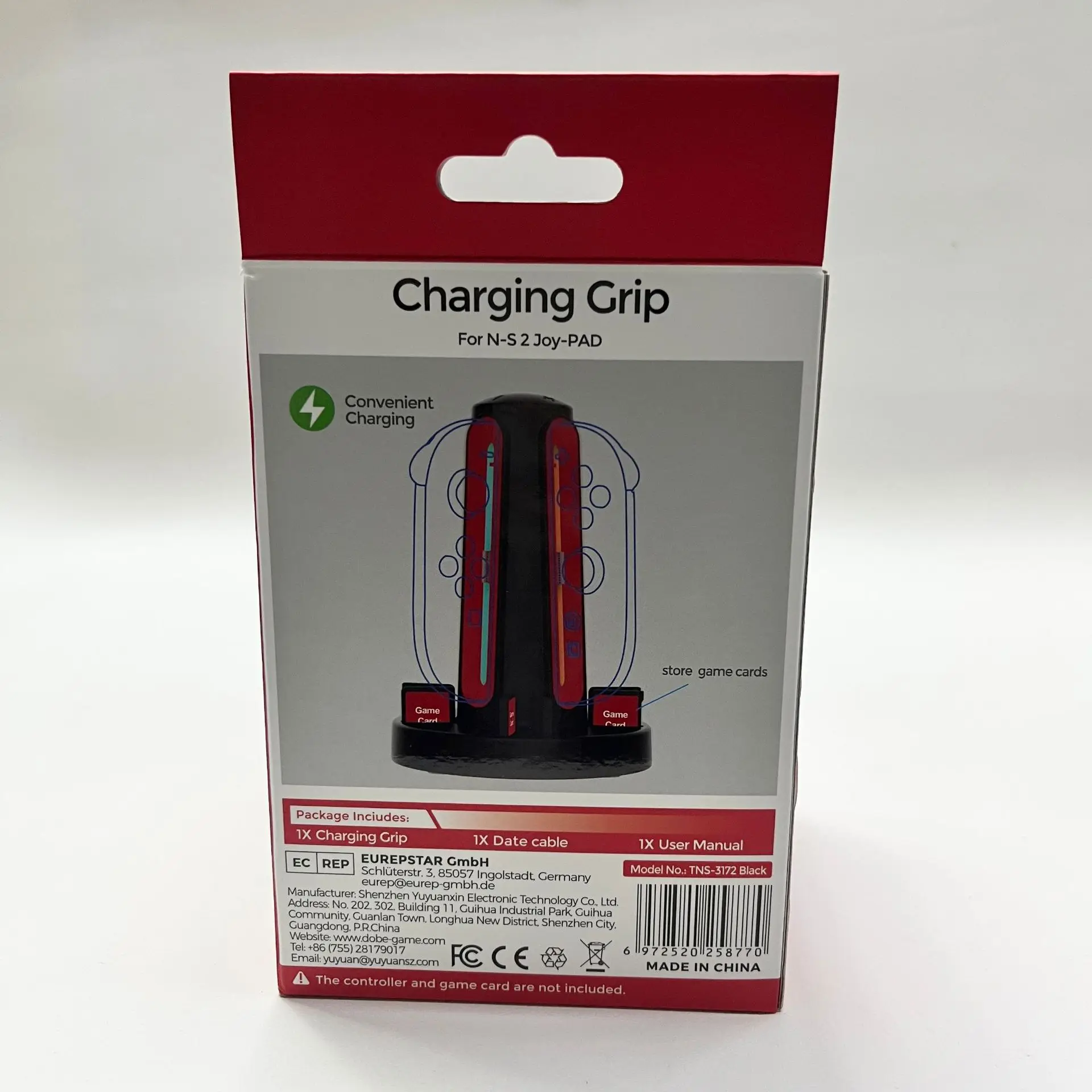 NEW Magnetic Charging Dock TNS-3172 for Switch2 Gamepad with 4 Ports with LED, Auto-Align, Buzzer Alert, Type-C 5V, Compact&Por