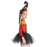 Costume de magicien de cirque pour filles, robe Tutu à manches longues, justaucorps à paillettes, Halloween, dompteur de Lion, ensemble de Cosplay de fête à thème 3