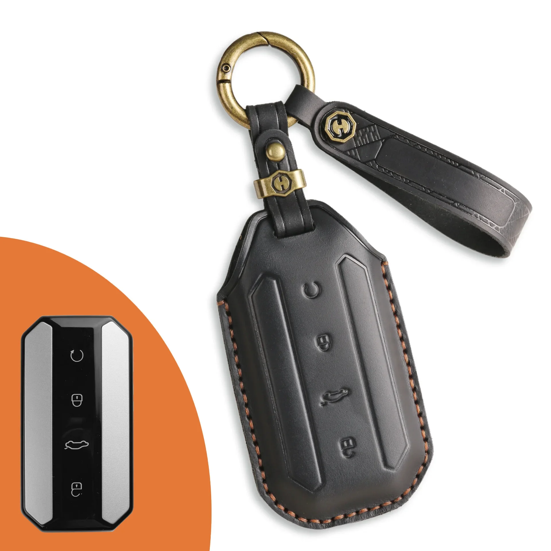 Premium Leather Car Key Protection Cover - Stylish Key Fob Accessory