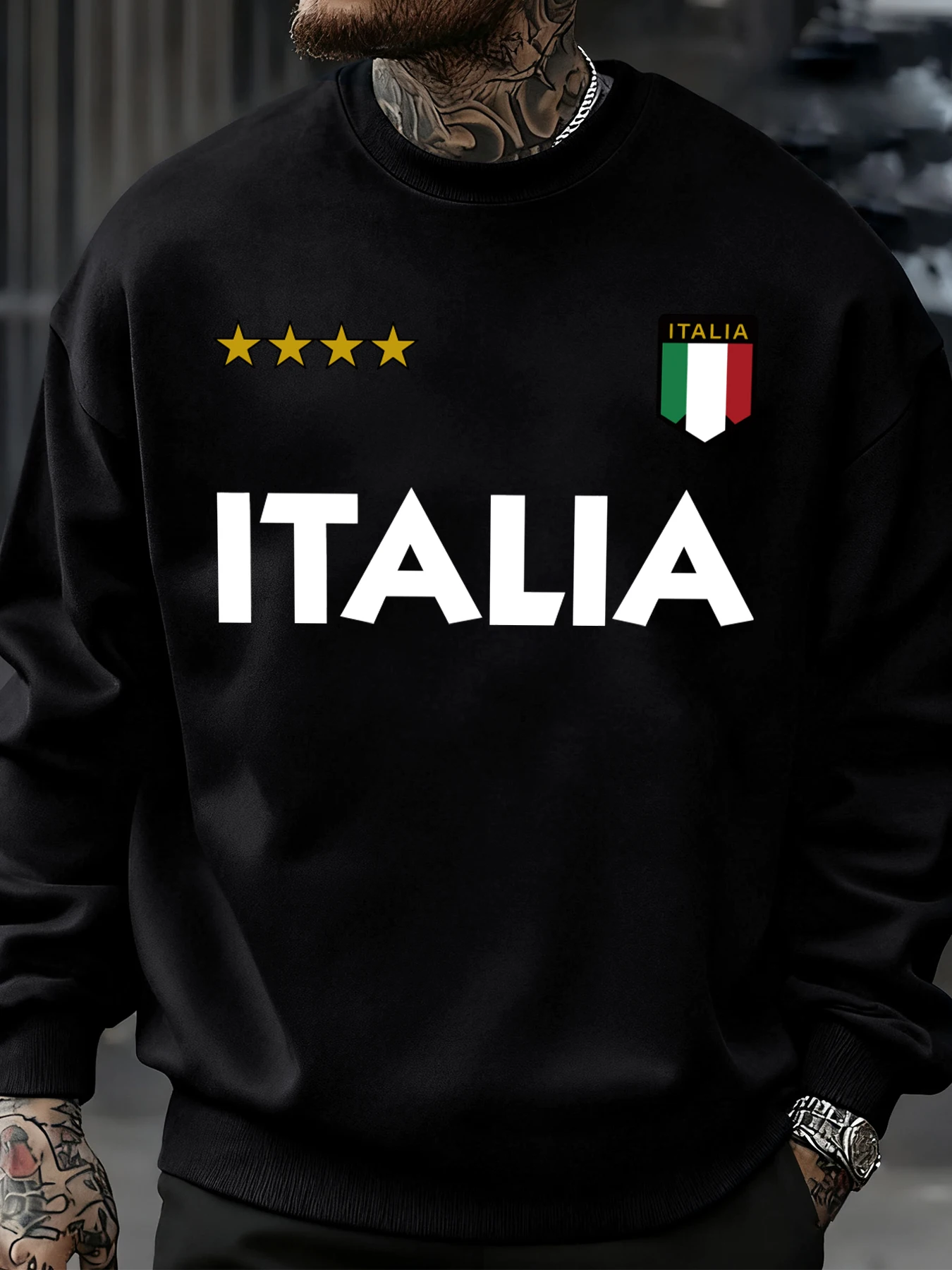 Italia Italienische Flagge Design Sweatshirt Männer Herbst Oversize Sportswear Pullover Street Fashion Kleidung Casual Vintage Tops – Detail 7