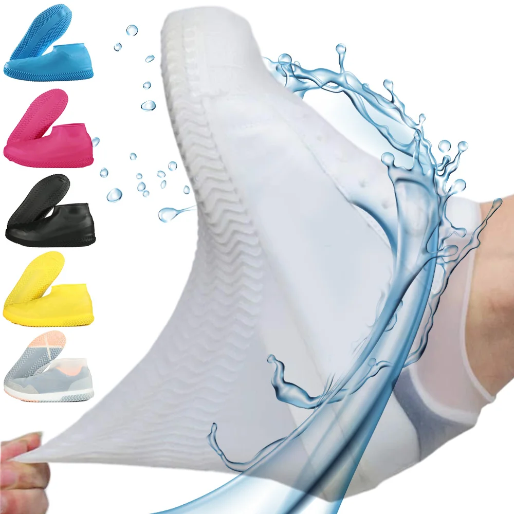 Thicken Waterproof Silicone Shoes Covers Reusable Non-Slip Wear-Resistant Sneaker Rain Boot Cover Protector For Rainy Day Beach