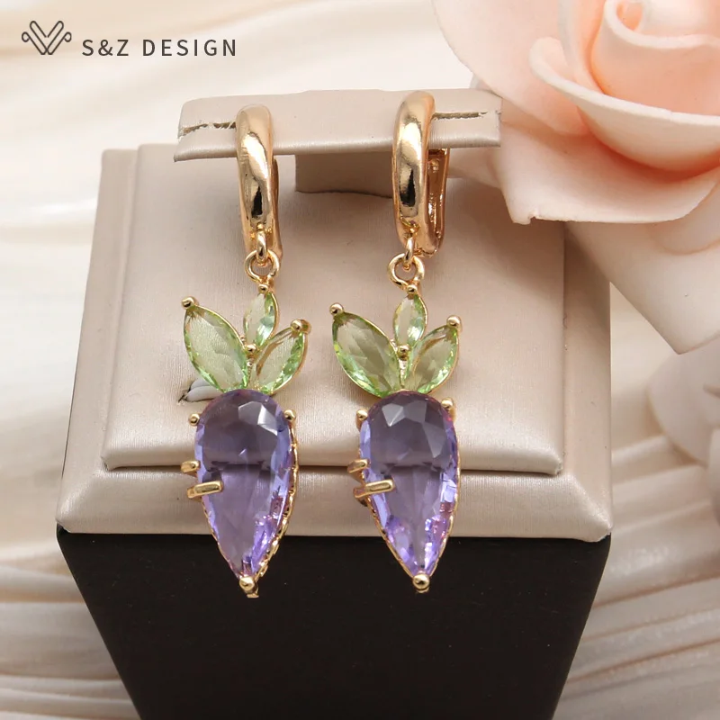 S&Z DESIGN New Fashion Lovely Vegetable Eardrop Colored Radish Dangle Earrings For Women Jewelry Girls Daily Accessories Gift