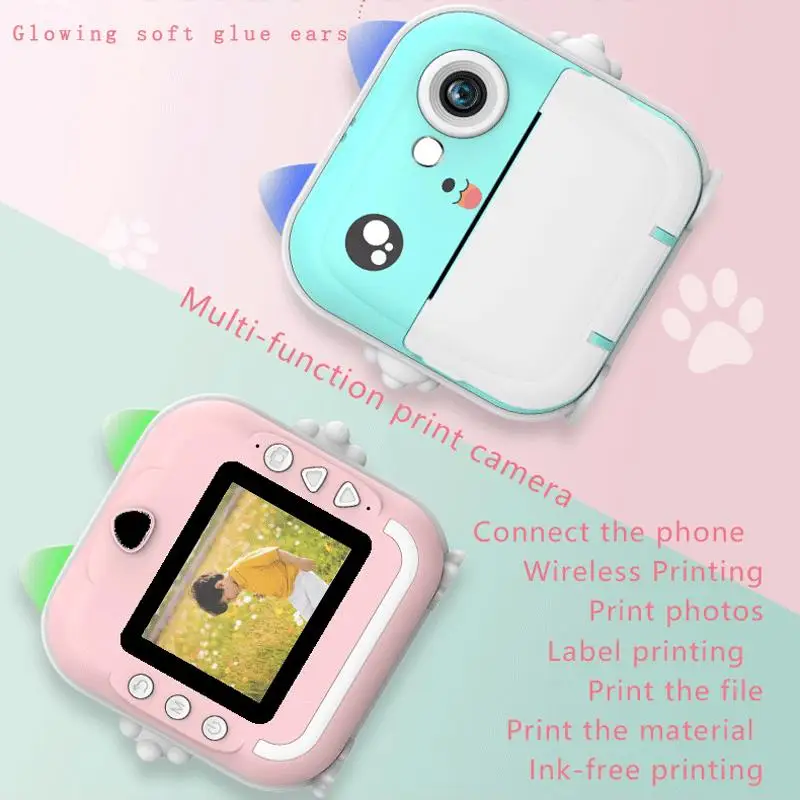 Kids Instant Print Camera Mini Digital Camera HD Video Recording Thermal Print Photo Paper Boys Girls Birthday Gifts digital camera