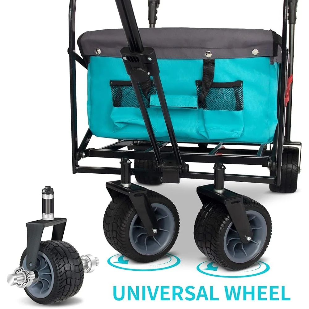 Heavy Duty Collapsible Garden Cart All Terrain Folding Wagon Adjustable Handle Beach Shopping Camping Transport Utility
