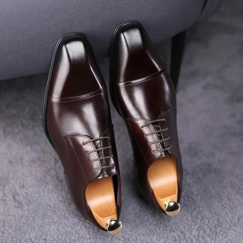Men's classic Oxford Leather shoes Square toe leather shoes men's business dress D439