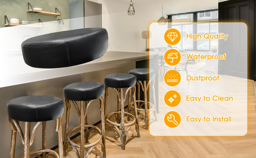 Barstool Seat Cushion Bar Replacement Seat Top Swivel Seat Top Round Diameter 11.81" Waterproof for Dining Room Barber Shop