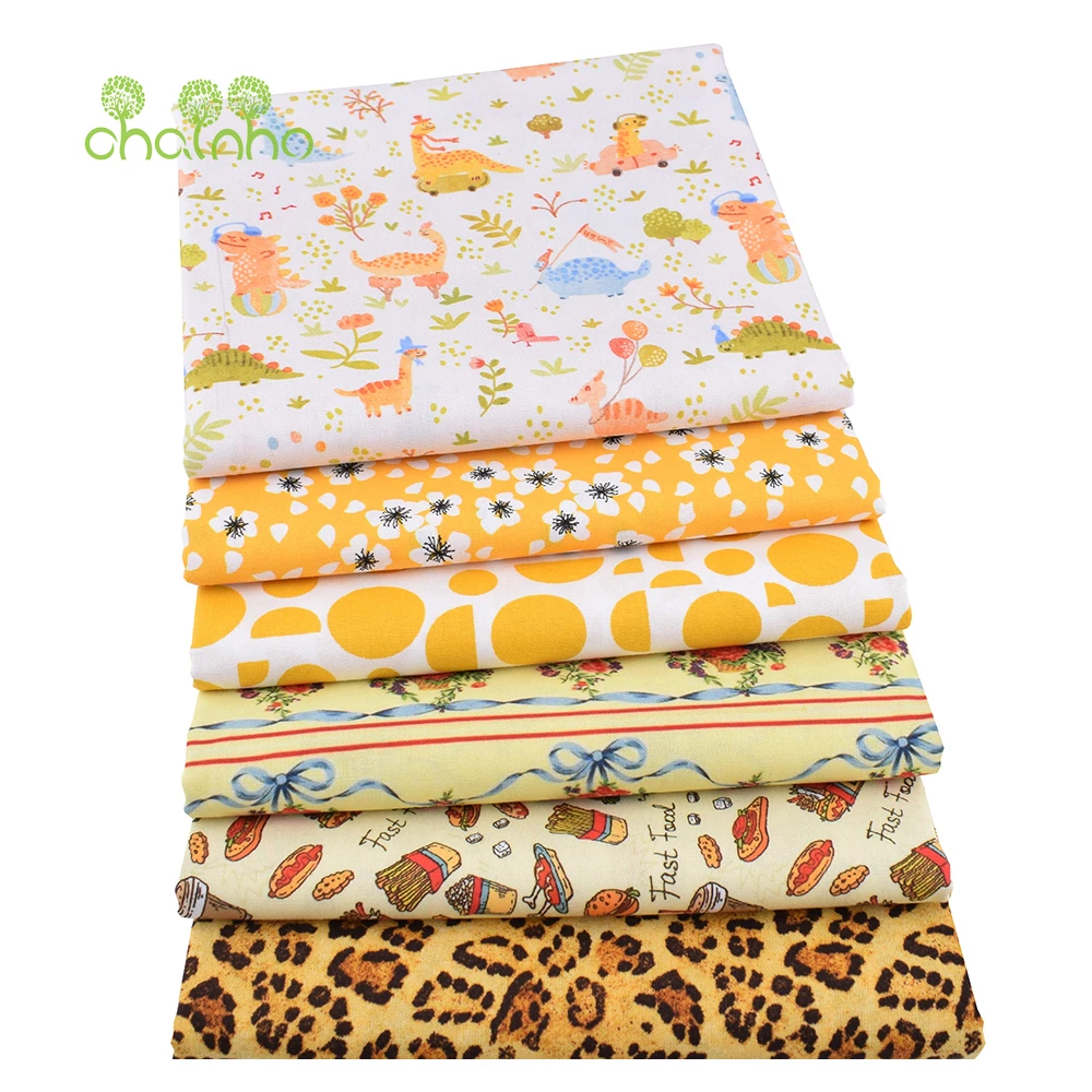 Chainho,Printed Plain Weave Cotton Fabric,Patchwork Cloth,Handmade DIY Quilting Sewing Material,5 Designs Series,20x25cm,15CD96