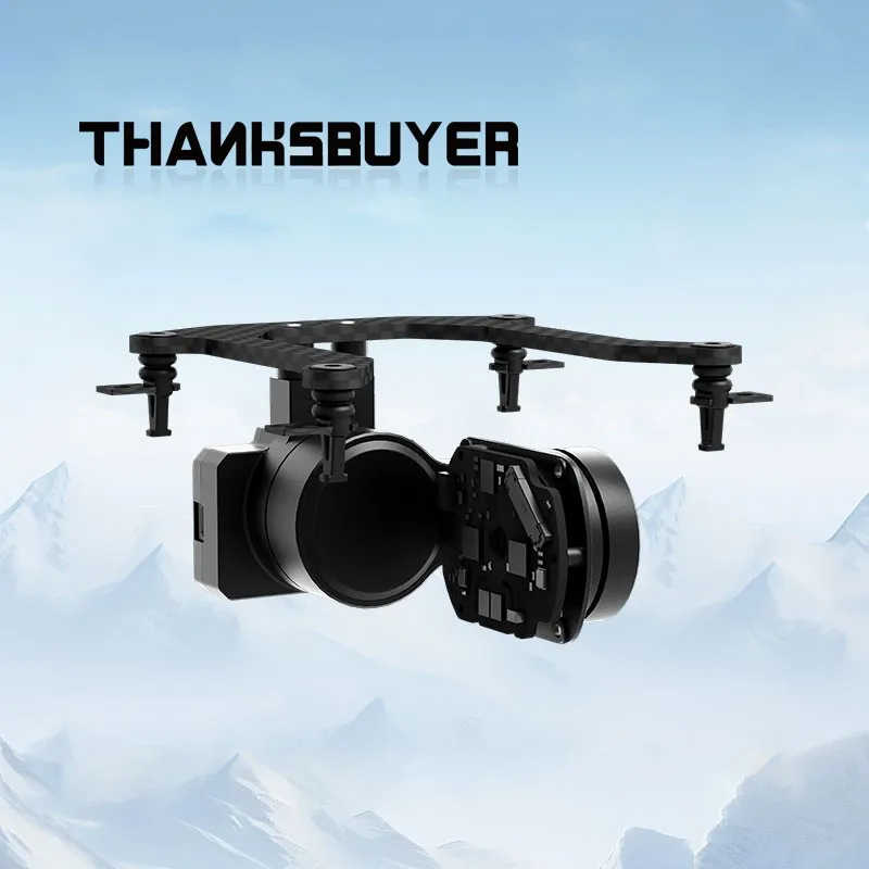 Drone FPV équipé du C-40D FPV Gimbal 2 Axes Stabilisateur Mécanique Moteur Brushless en action, capturant des images stables.