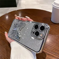 Butterfly Glitter Luxury Plating Stand Phone Case for Honor 30 Pro (4)