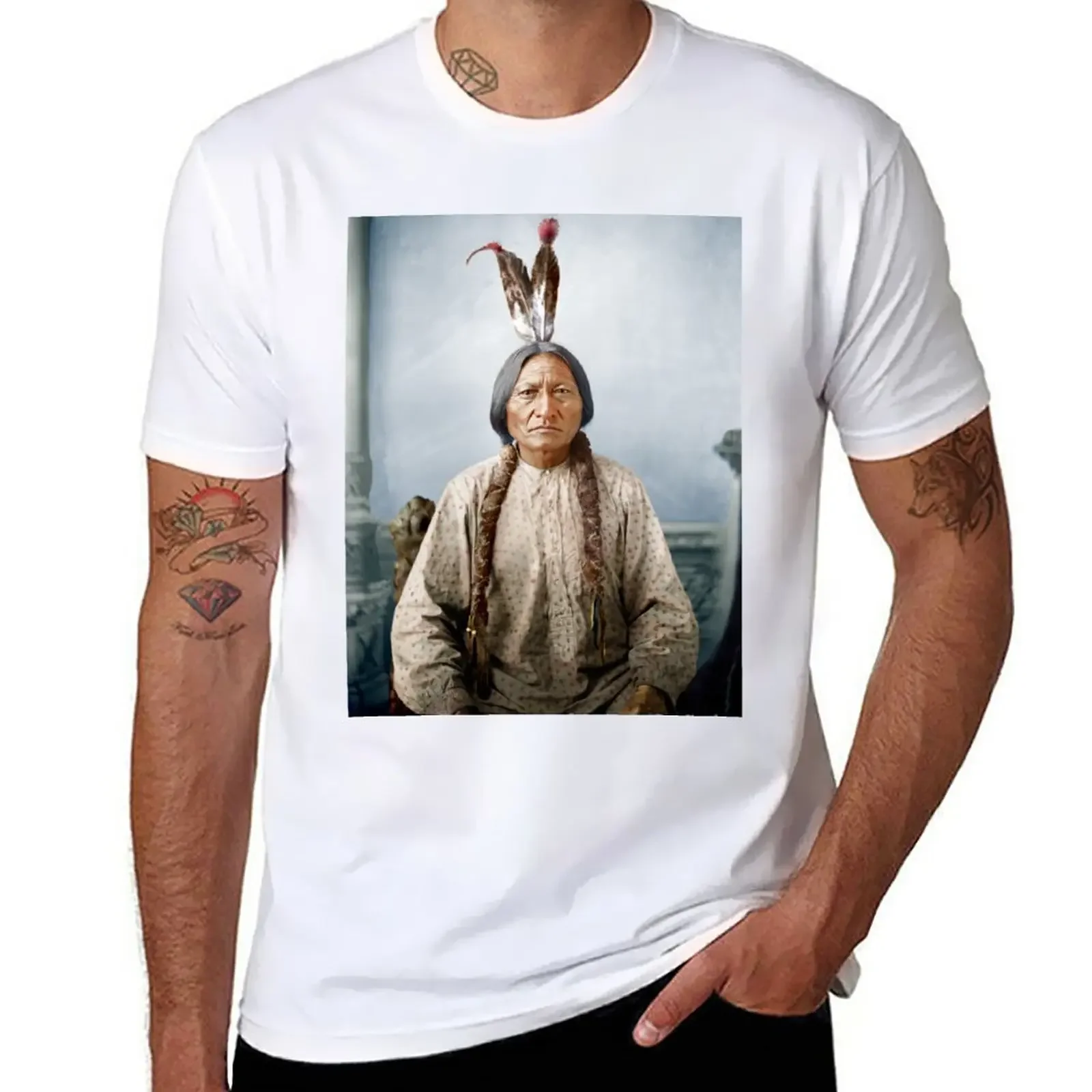 

Sitting Bull T-Shirt plain oversized summer clothes mens big and tall t shirts