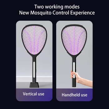 3 In 1  Widening of The Power Grid Electric Mosquito Swatter 3000V C-type Charging Mosquito and Fly Killer 2