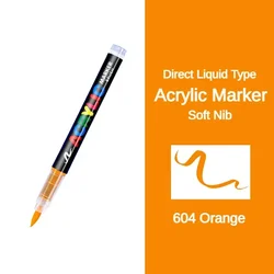 Vibrant 16 - Color Acrylic Paint Brush Pens for Creative DIY Art Projects (Orange Marker)