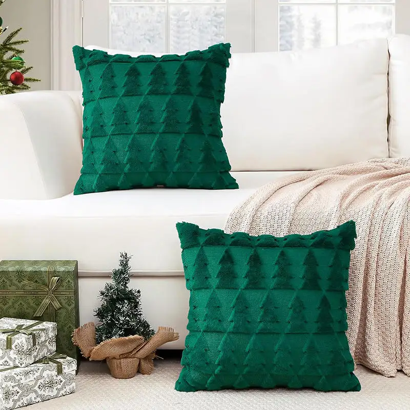 Runtow 45 x 45 cm Kissenbezüge mit Weihnachtsbaummuster, 2025, Frohe Weihnachten, Dekoration für Zuhause, Weihnachtsgeschenke, Neujahr, Sofa-Dekoration, Navidad – Detail 19