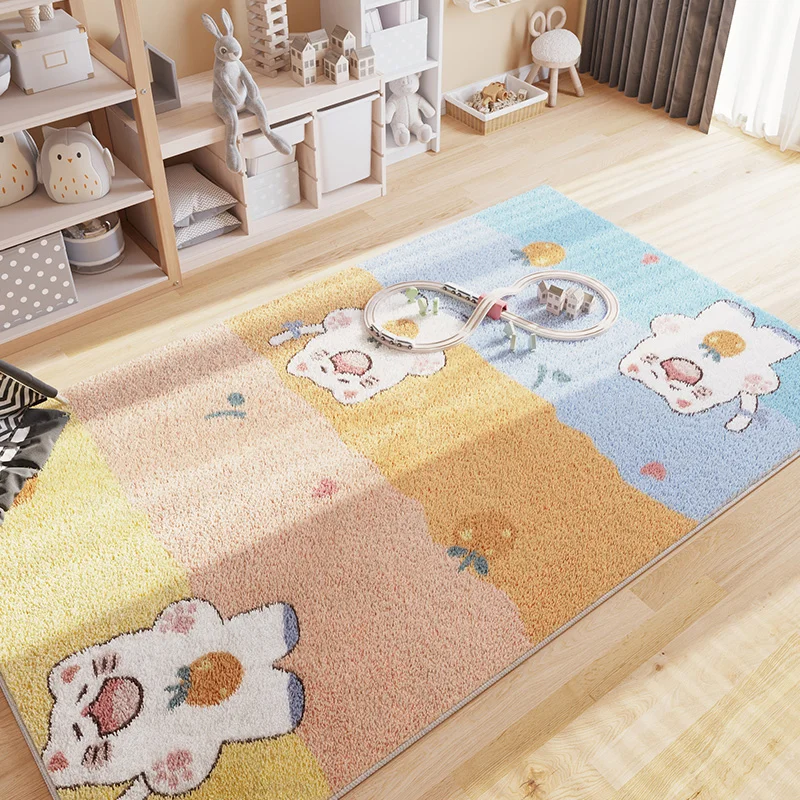

Simple Large Area Washable Thick Home Carpet Nonslip Soft Cartoon Cute Children Room Decorative Carpets Comfortable Easycare Rug
