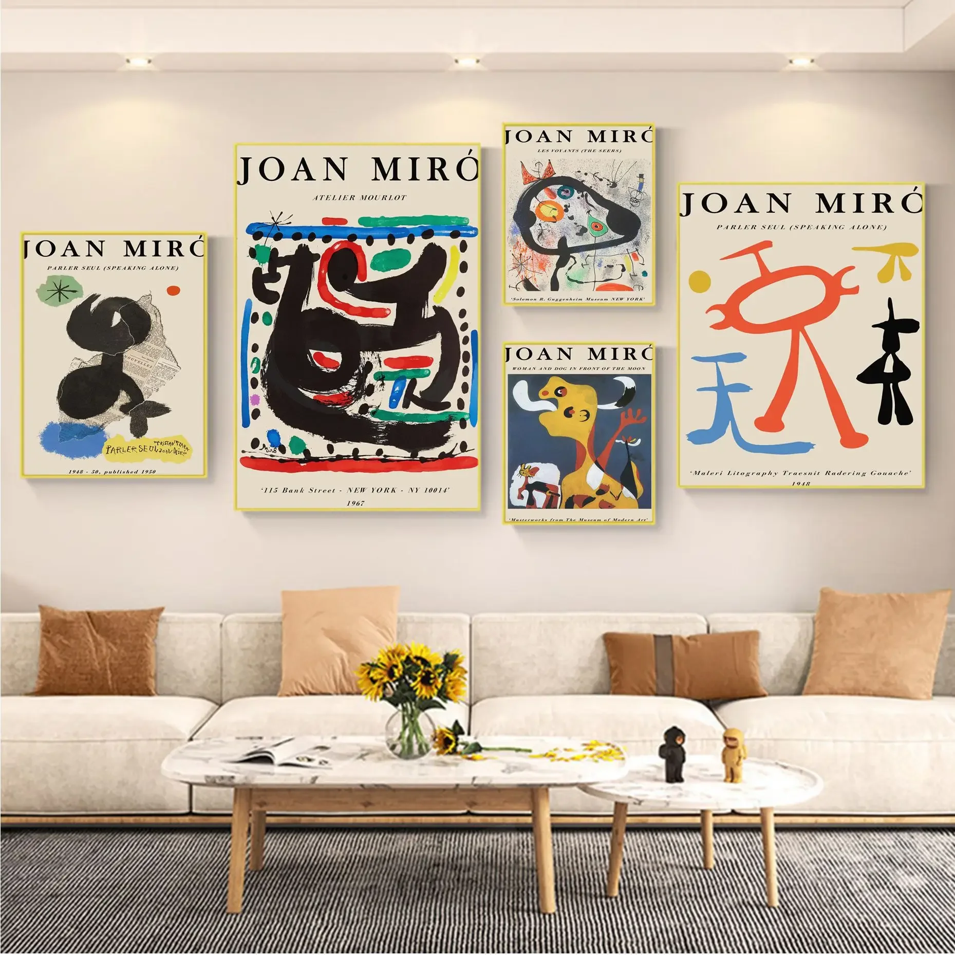 

Joan Miro Vintage Abstract Exhibition Classic Vintage Posters Whitepaper Sticker DIY Room Bar Cafe Home Decor