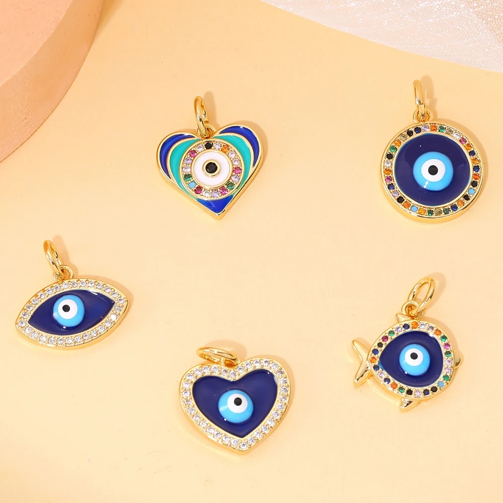 Juya DIY 18K echtes Gold vergoldet Handwerk Schmetterling Liebe Herz Mond Stern böser Blick Zitrone Eule Bär Emaille Charms Anhänger Zubehör – Detail 11