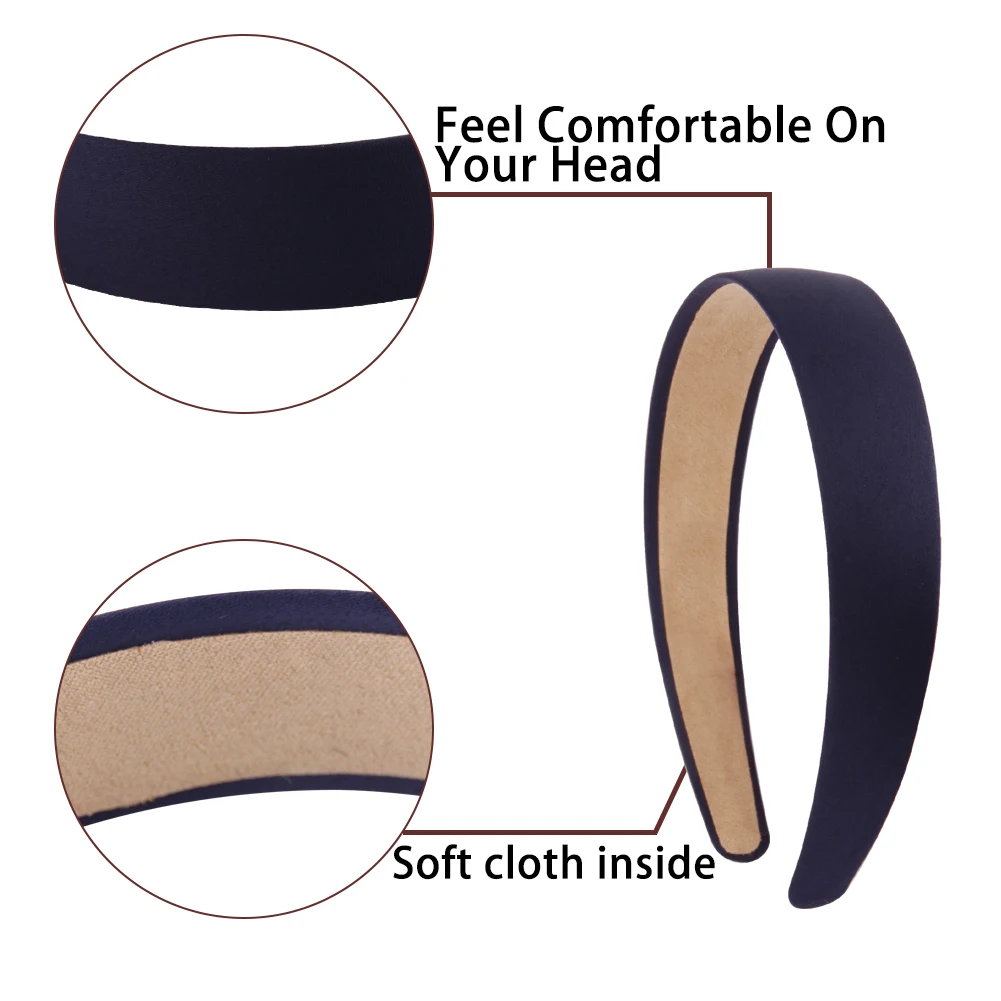 wholesale 3cm Solid Color Headband For Women Plastic Padded