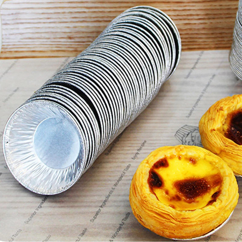 50PCS Disposable Egg Tart Mold Aluminum Foil Cup Kitchen Baking Household Oil Resistant Non-stick Barbecue Seasoning Container