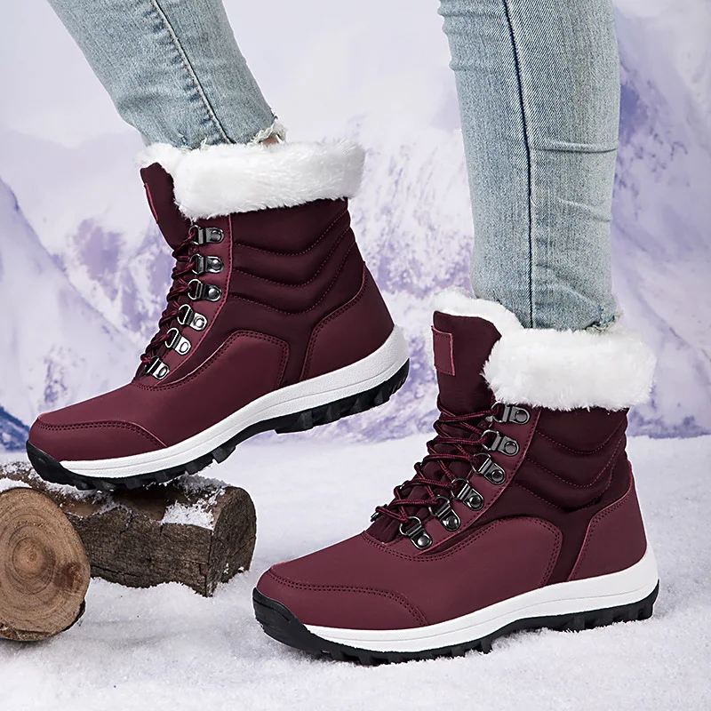 Ankel Boots for Women Winter Outdoor Warm Snow Boots Chunky Platform Waterproof Non-slip Warm Shoes Woman Boots Plus Size Casual