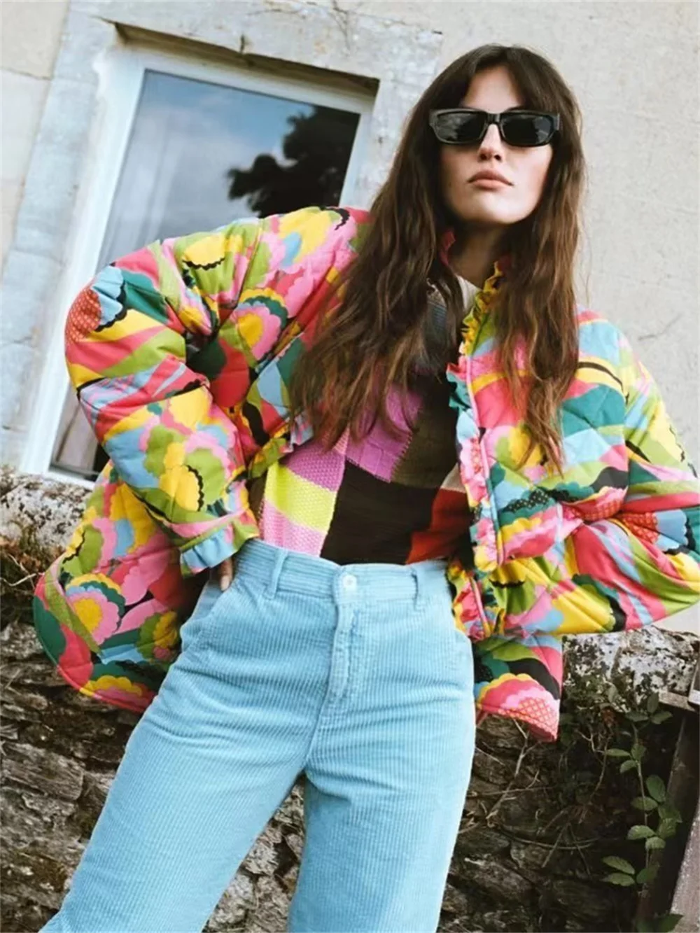 

Женская модная куртка ZACK RAIN, осень 2023, повседневная двухцветная куртка с длинным рукавом и принтом, шикарная верхняя одежда