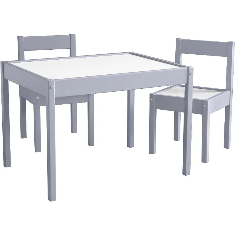 3-Piece Kiddy Table & Chair Kids Set Grey