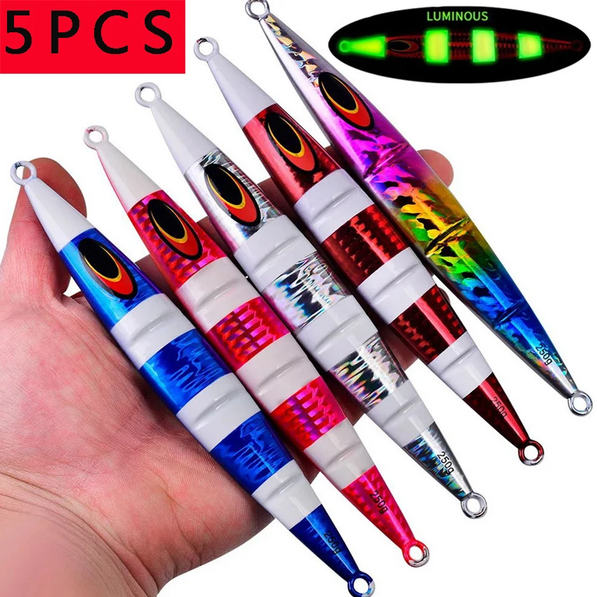 

5PCS 60g-11cm Jigging Fishing Lure Metal Jig Spoon Sinking Pesca Shore Slow Japan Sea Fishing Lures Jigs Tackle Fish Bass Bait