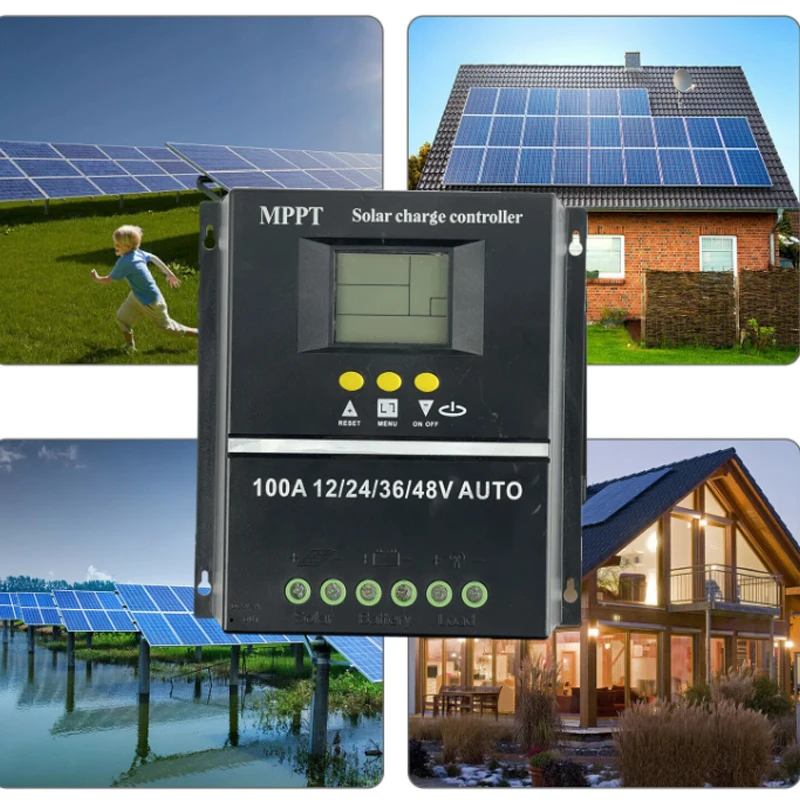 MPPT 태양광 충전 컨트롤러, 자동 레귤레이터 PV 배터리 충전기, LCD 듀얼 USB, 중국 공장, 60A, 80A, 100A, 12V, 24V, 36V, 48V