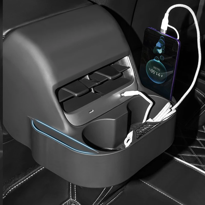 For Tesla Model 3 Model Y 2023 Accessories Rear Seat Air Vent Car Cup Holder Drink Bottle Organizer Multi-Function Holders New