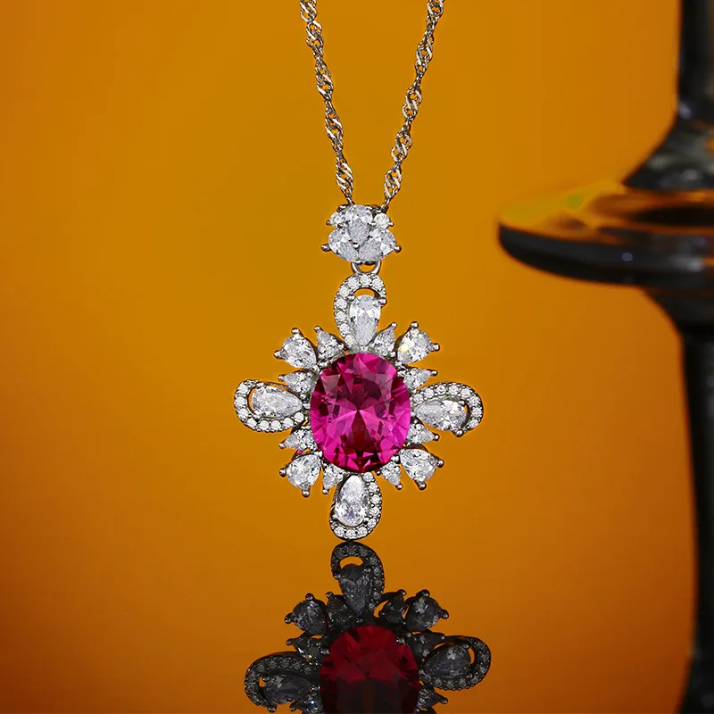 

Ожерелье из серебра 925 пробы с подвеской в виде цветка из искусственного кристалла с цирконием, милый стиль для повседневного ношения или в качестве подарка