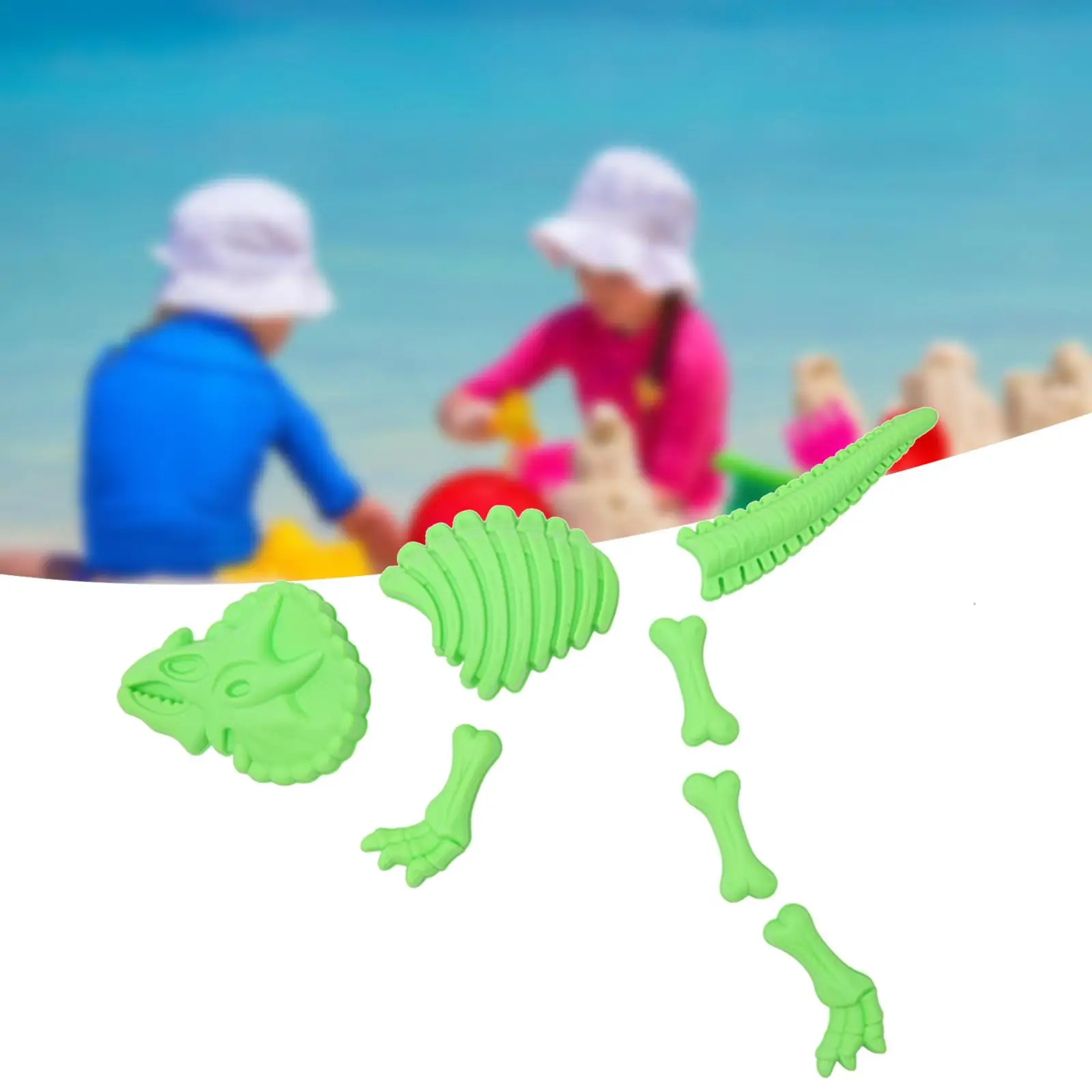 7x Play Sand Skeleton Dinosaur Toys Party Favors Travel Toys Beach Toy Model Set Outdoor Games for Boys and Girls Children Kids