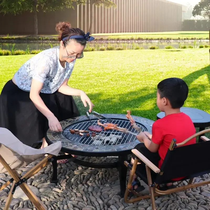 Balcony Fire Pits Coffee Shop Restaurant Commercial Brazier Outdoor Garden Villa Heaters Courtyard Barbecue Table Ser