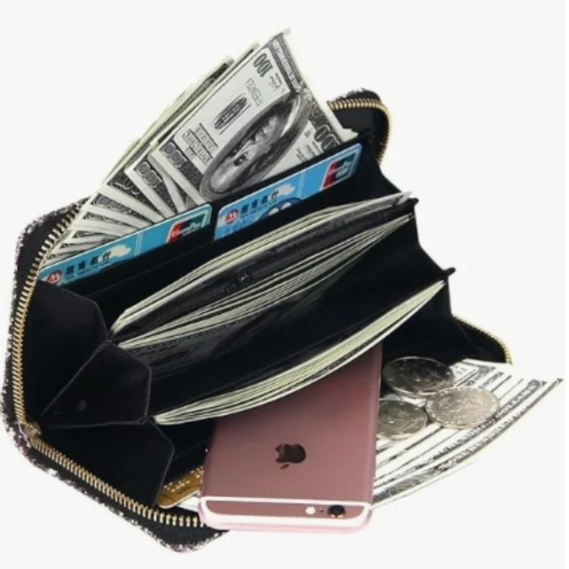 Glitter Sequins Shiny Wallet for Women Long Clutch Ladies Card Organizer Holder Coin Purse Phone Storage Bag 3