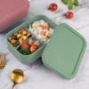 New three-partition silicone lunch box with sealing fresh-keeping box, portable microwave-heatable food box.