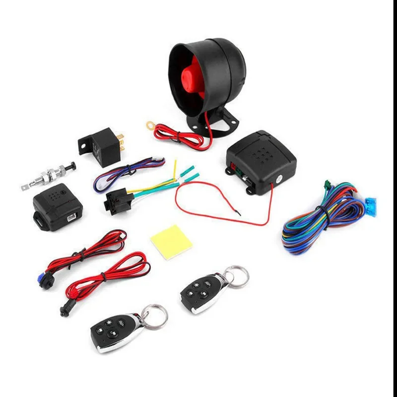 English Packaging 12V Car Burglar Alarm Two Remote Control with Alarm Horn Flameout Cable