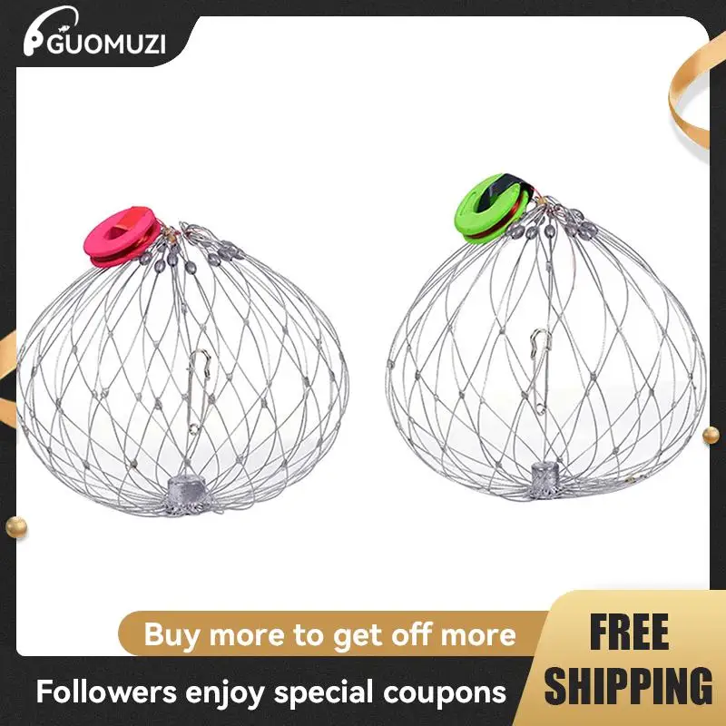 Automatic Open Closing Fishing Net Cage Fishing Crab Trap Net Steel Wire For Saltwater Seawater Outdoor Fishing Tool Accessories