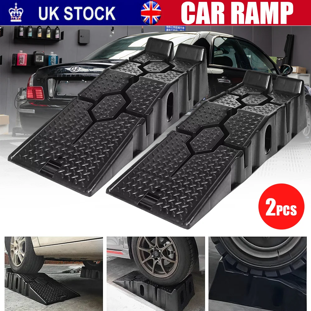 2x Heavy Duty 5 Ton 2.5+2.5 Ton Plastic Car Ramp Lifting Ramps 33cm ...