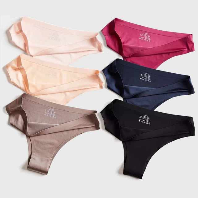 3Pcs/set Ice Silk Seamless G-string Low-Waist S-L Women's Underwear Thong  Panties Sexy Comfortable