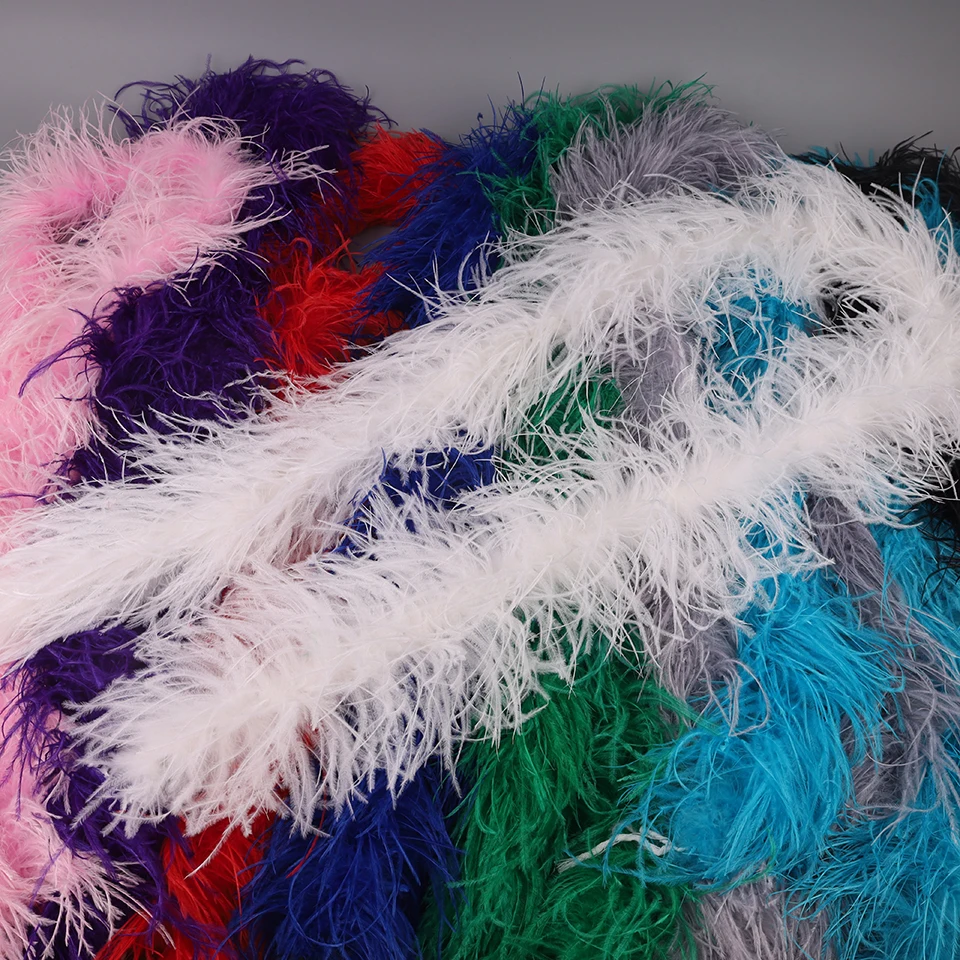 Feather Trim Ostrich Feathers Boa Shawl Wedding Dress Decor 2m Thick 6 Layers ostrich feathers