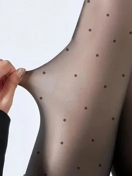 1pc Polka Dot Tights Women Pantyhose Skin Effect Thermal Stockings Woman Winter Fleece Leggings Insulated Sock Pants