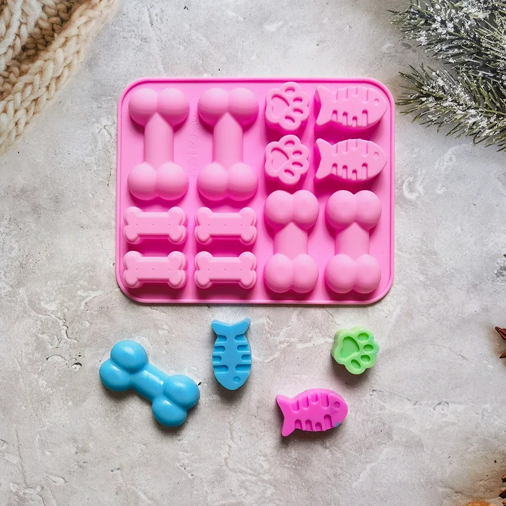 

Cat Claw Fish Chocolate Silicone Mold, DIY Candy Pudding Dessert Mold, Cake Decoration, Insert Kitchen Baking Utensils, 12 Bone