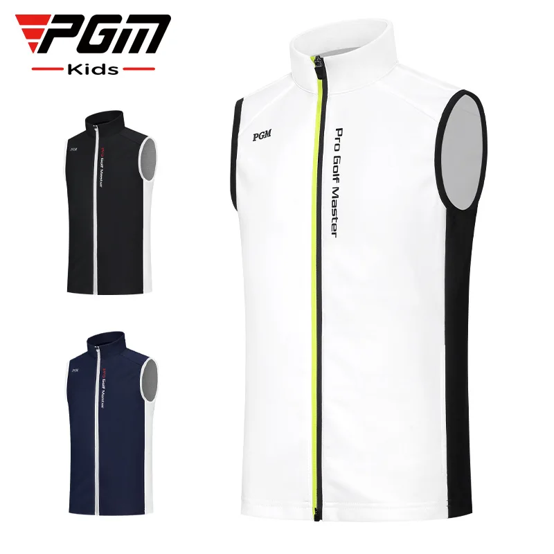 PGM Golf Children's Vest Autumn Winter Warm Stand Collar Coat Light Heat Sports Boys' Clothing Golf Wear For Kids YF509