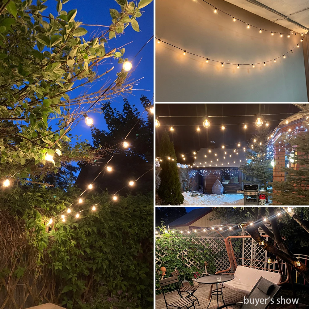 30M Outdoor Garland Light Clear Festoon Globe Bulb Christmas Lights Patio Fairy String Street Garlands For New Year Decorations led string lights decorative lights string lights led fairy lights