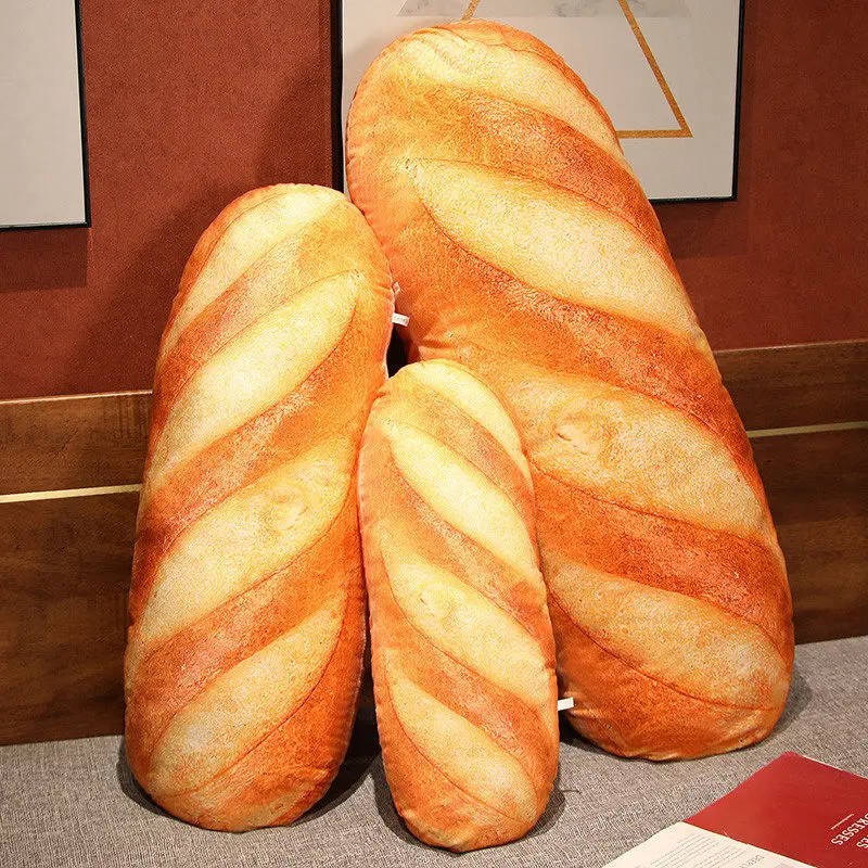 Simulation French Bread Plush Pillow Stuffed Printing Images Food Plushie Peluche Party Prop Decor Sleeping Companion Man Gift 3