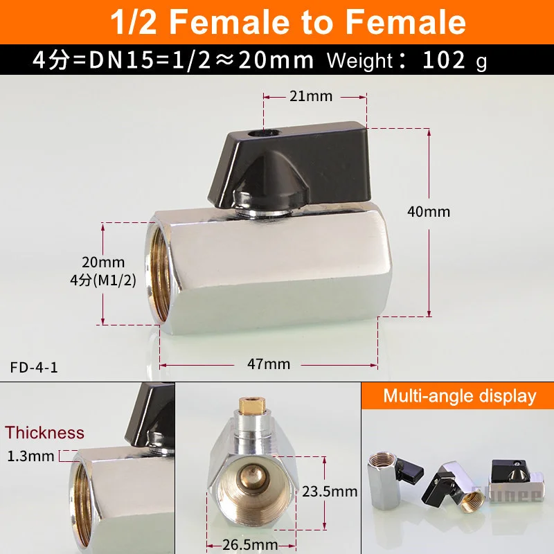 Black Brass Mini Shut Off Valve for Air, Water, Gas, and Oil