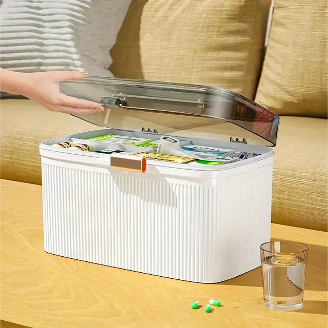 Medicine Storage Box With Handle Portable Leakproof Pill Organizer Large Capacity Medicine Storage Box First Aid Kit Storage Box 3