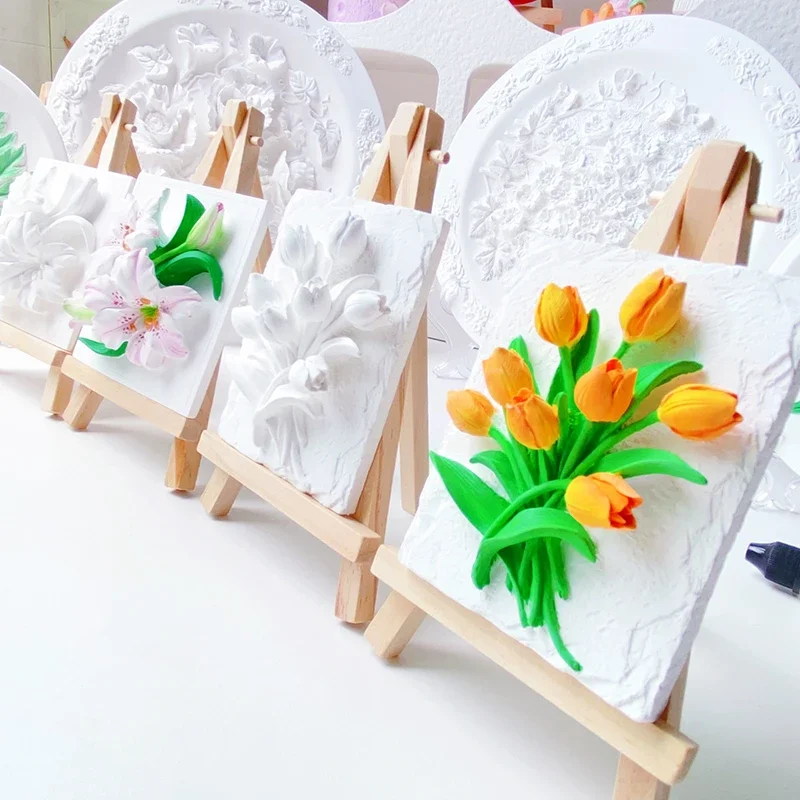 Premium Handmade Plaster DIY Color Painting Scented Gypsum Lily and Tulip For Table Decor Creative Gift For Friend and Children