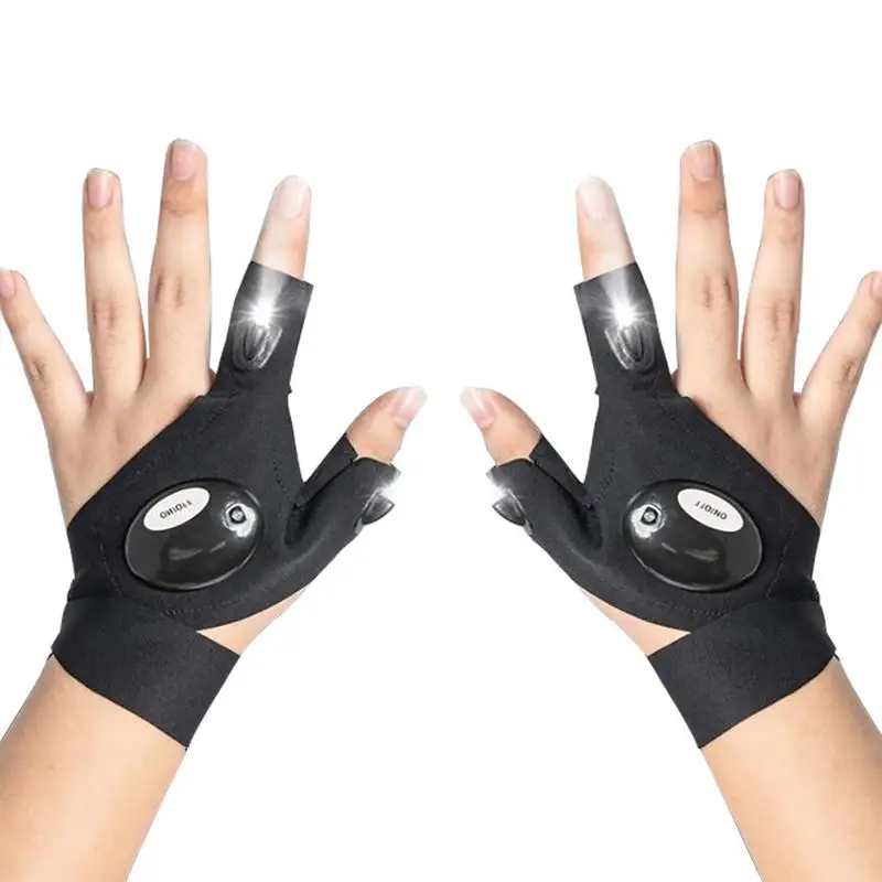 Night Light Waterproof Fishing Gloves with LED Flashlight Rescue Tools Outdoor Gear Cycling Practical Durable Fingerless Gloves cycling gloves fingerless gloves fishing gloves