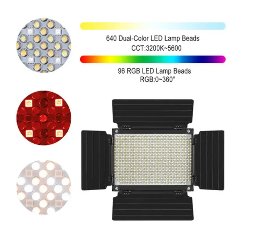 GVM RGB LED 비디오 조명, 2 소프트 박스 사진 조명 키트, 블루투스 제어, 풀 컬러 비디오 조명, 1000D