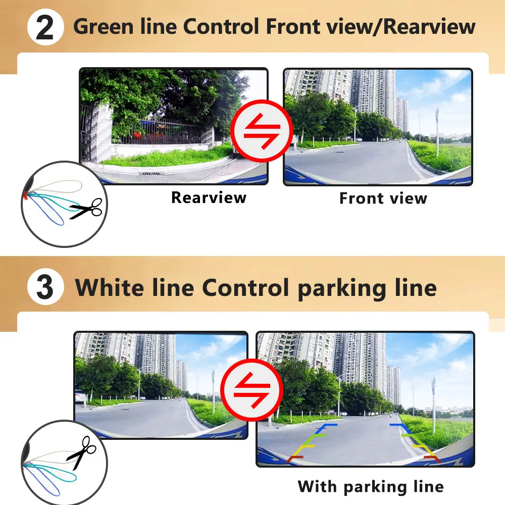 2K AHD 1080p Golden Lens HD Car Rear View Camera Night Vision 180 Degree Parking Reverse Camera For Car Accessories